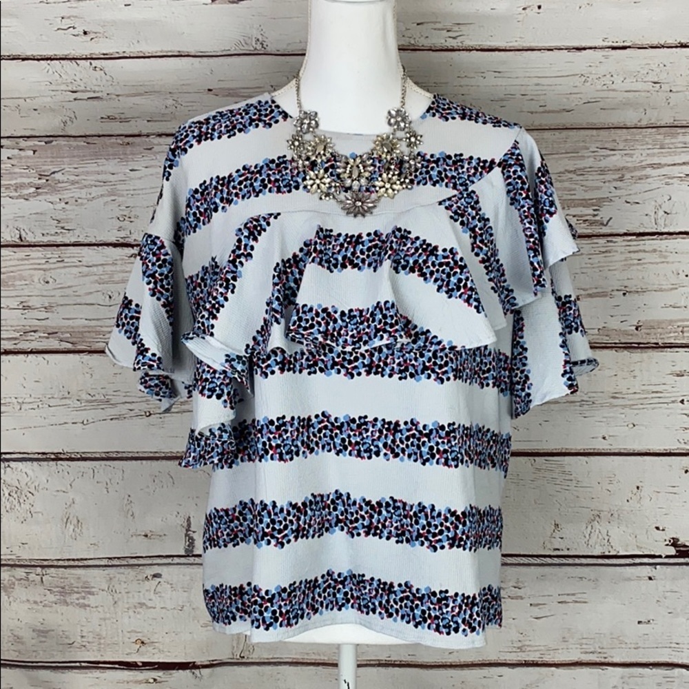 Mudpie Speckled Stripe Print Top L